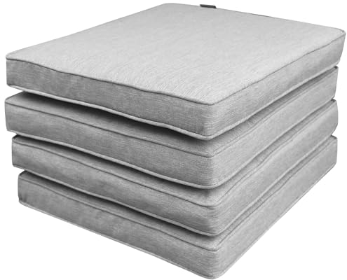 Calma Lux® Bankauflage 4xStuhlkissen mit abnehmbarem Bezug Bankkissen Bankpolster Polsterauflage Auflage für Gartenbank (Hellgrau, 45 * 45 * 7)