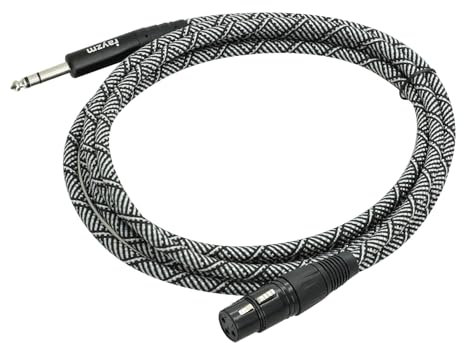 Rayzm Cavo Microfono XLR Femmina a Jack 6,35 mm Maschio, 3 Metri, Cavo Bilanciato XLR 3 Poli a Connettore TRS Stereo 6,35 mm, Intrecciatura in Nylon, Connettori Metallici