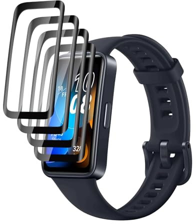 QZJinch 4 Piezas,Protector Pantalla para Huawei band 8/9,sensible al tacto,3D Cobertura Completa,Ultra Transparente, Sin Burbujas,Antiarañazos