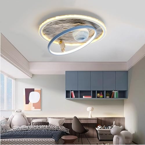 Harpochten Kinderzimmerlampe LED Deckenleuchte Moderne Jungen Mädchen Schlafzimmer Deckenlampe Dimmbar Mit Fernbedienung Cartoon Astronaut Planet Design Kinder Schlafzimmerlampe Kinderzimmer Wohnzimme