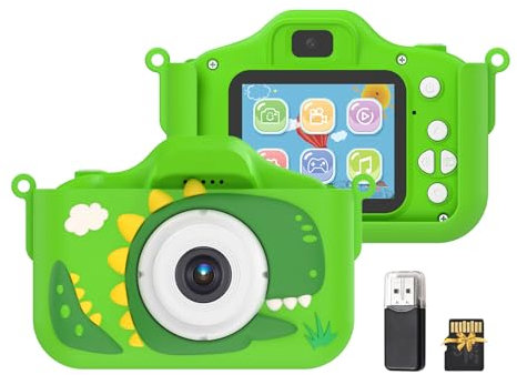 Andoer 1080P Kids Digital Camera Cute Digital Video Camera for Kids Dual Lens 2.0 Inch IPS Screen 48M Photo Games with Neck Strap 32GB TF Card USB Card Reader Birthday for Boys Girls