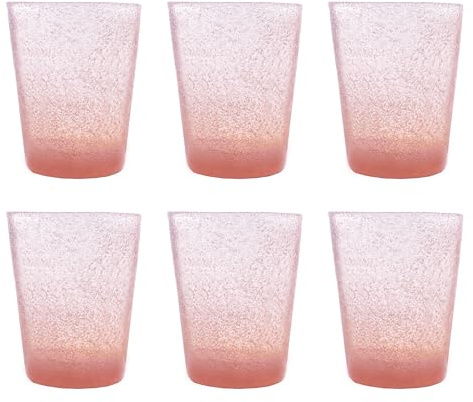 MEMENTO Set 6 bicchieri acqua in pasta di vetro 300cc (Pesca)