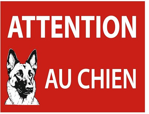Panneau attention au chien en aluminium/dibond épaisseur : 3 mm (dimension, 250x180mm) Berger allemand