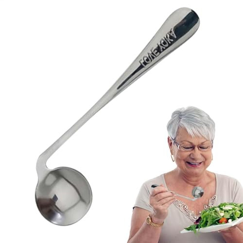 Cuillère à fourchette coudée plus âgée - Fourchette coudée - Cuillère courbée - Ustensile pour l'auto-aliénation - Ustensile de soin des aliments pour personnes âgées - Fourchette à manger - Cuillère