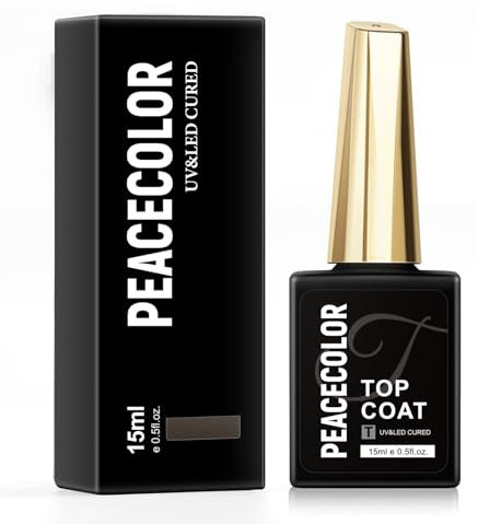 PEACECOLOR No Wipe Top Coat - 15ML Überlack für Gel Nagellack UV/LED Soak-Off Nagelstudio DIY Home