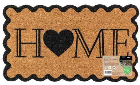 JVL Eco-Friendly Latex Backed Coir Entrance Doormat, 40x70cm - Scalloped Home
