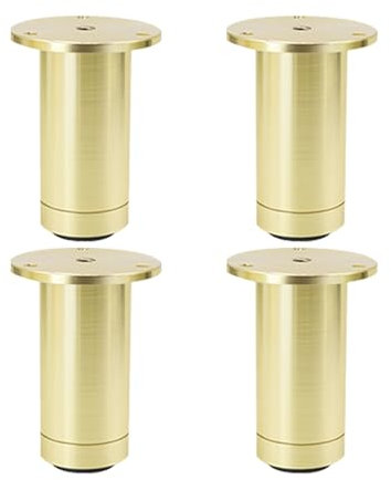 SZLXJMFL Table Legs Round, 4pcs Adjustable Furniture Feet Gold Aluminum Alloy | Brushed Surface Height: 8-25cm Sofa Legs Cupboard Feet 10cm/4