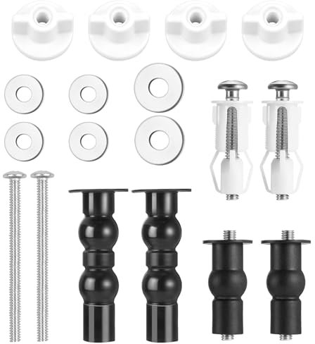 Yuiturt kit de fixation abattant wc, 6 pièces vis et boulons universels, charnières robustes pour siège de toilette, kit réparation abattant, compatible plupart modèles, fixation wc durable