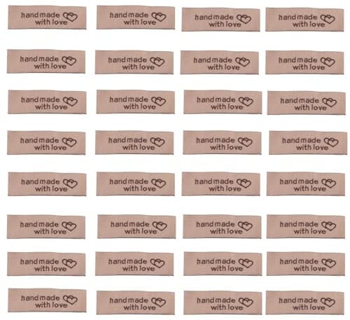 HSTWODE 120 Stück Namensschilder zum Einnähen Handmade Stoffetiketten Textiletiketten Stoff Labels Tags Kleideretiketten Etiketten Nähen DIY Dekor -5 * 1.5cm (Braun)