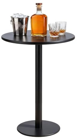 Preferspace Runder Stehtisch, 105 cm hoch, mit Eisenplatte und Metallgestell, geeignet for Küche, Bar, Partys und Treffen.(Black)