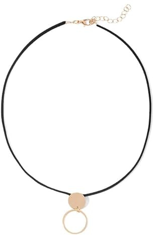 Collier ras du cou avec cordon noir et cercle creux pour femme, pendentif doré minimaliste, bijou bohème pour un usage quotidien
