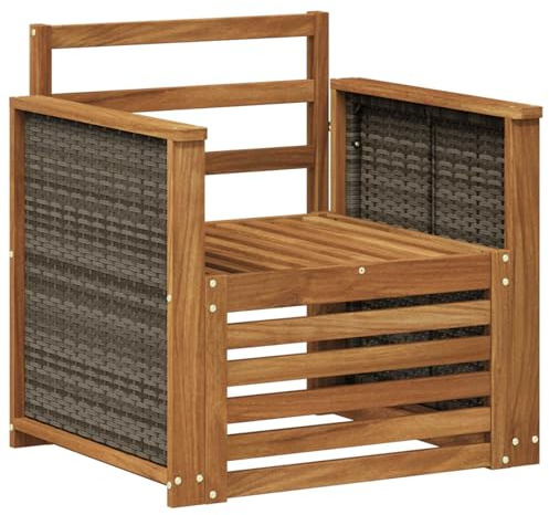 vidaXL Outdoor Mittelsofa Natur, Moderne Outdoor-Couch, modulare Möbel, wetterfestes Gartenlounge, Bequeme Terrassen-Sitzgruppe