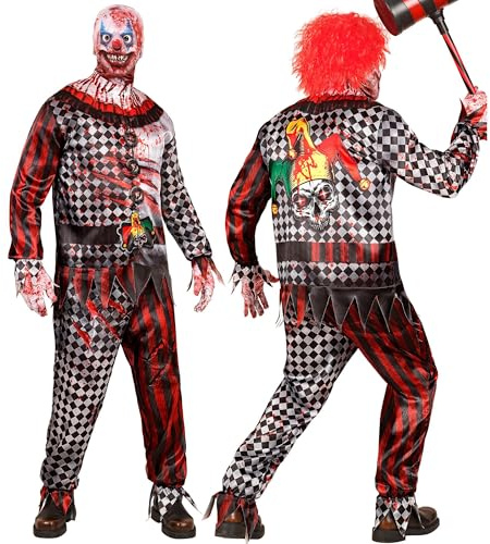 W WIDMANN MILANO Party Fashion - Killer Clown Kostüm Erwachsene | 4-teiliges Outfit mit Oberteil, Hose, Handschuhen und Maske für Halloween, Karneval