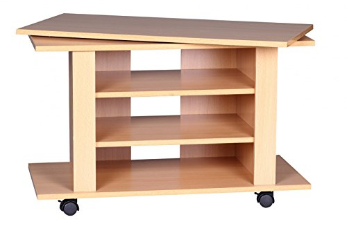 Wohnling TV HiFi Bank Oregon Buche Fernsehtisch drehbar & rollbar 75 x 38 x 51 cm