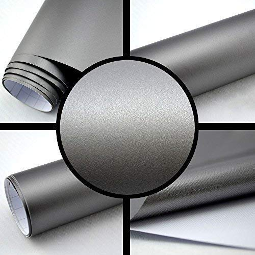 TipTopCarbon 6,58€/m² Autofolie Matt Silber-Grau 0,3m x 1,52m Auto Folie BLASENFREI mit Luftkanälen 3D Flex