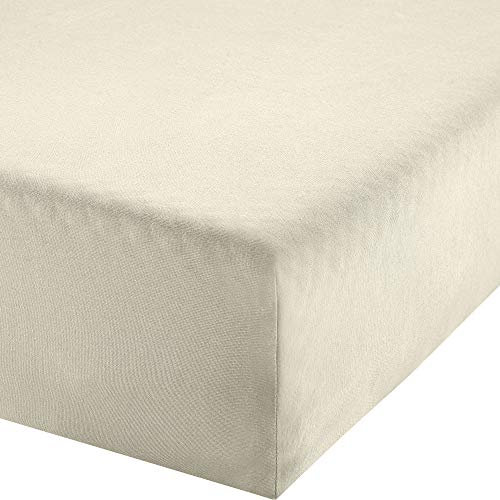 Erwin Müller Boxspringbett-Spannbettlaken Freising Elasthan-Jersey-Stretch - wollweiß Größe 120x200 cm - 130x220 cm - dehnbar, antipilling, bügelfrei, Rundumgummi