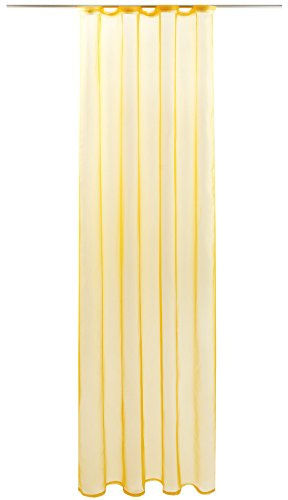 Bestlivings Gardine mit Kräuselband, Transparent Voile 140x245 cm (Breite x Länge) in gelb - lemongelb, viele weitere Farben und Größen