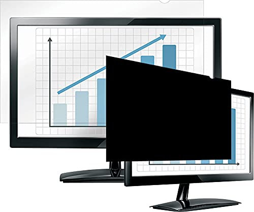 Fellowes PrivaScreen Anti Glare Black Privacy Filter & Screen Protector For Laptop & Monitor, 19.5 Inches 16:9 Widescreen - Easy Attach & Removal With Quick Reveal Tabs