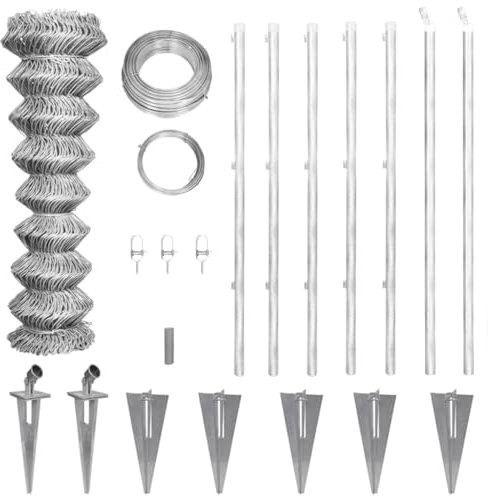 Verzinkter Maschendrahtzaun mit Bodenanker 15 x 0,8 m