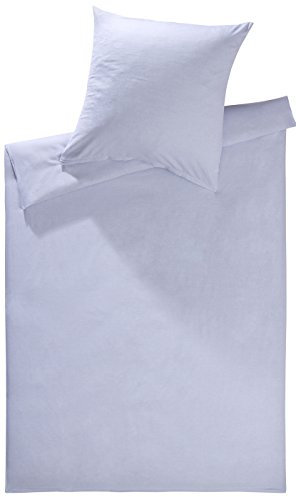 Lorena Feinflanell Bettwäsche Uni/einfarbig Daphne 100% Baumwolle (200 cm x 220 cm + 2X 80 x 80, Silber)