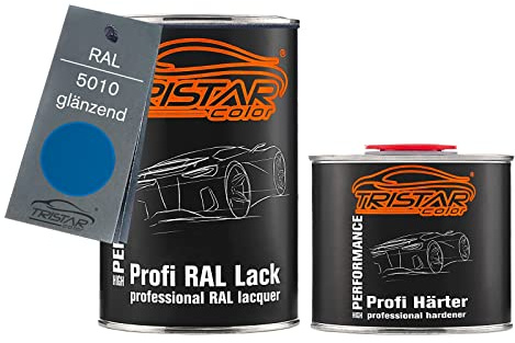 TRISTARcolor RAL 5010 Enzianblau glänzend Lack Dose + Härter 1,5 L | 2K-Set aus Lack + Härter, schnelltrocknend