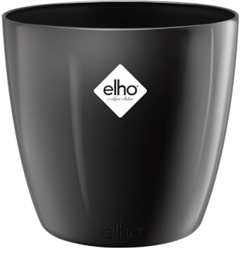 elho Brussels Diamond Rund 18 - Blumentopf für Innen - Ø 18.1 x H 16.2 cm - Schwarz/Schwarz Metallic