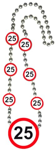 Folat 28725 Halskette mit Verkehrsschild-Anhänger Geburtstag, Zahl 25