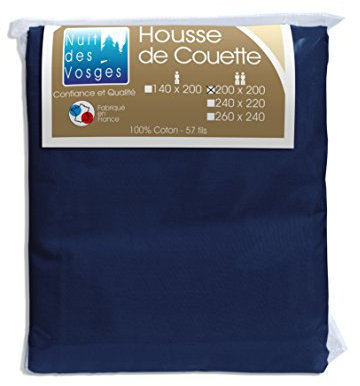 Nuit des Vosges 2100228 Cotoval Housse de Couette Uni Coton Marine 200 x 200 cm