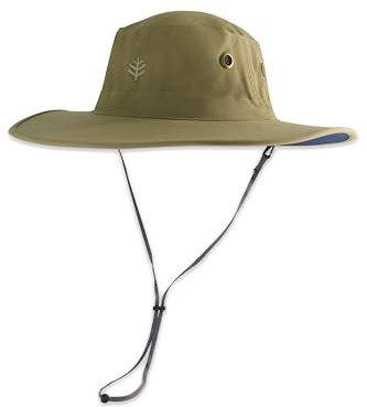 Wide Brim Hiking Hat - UPF 50+ Sun Protection - Leo in Khaki/Navy