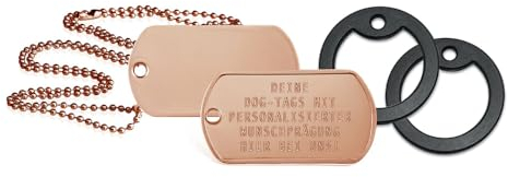 2 Stück personalisierte Erkennungsmarken | Dog Tag Kette mit Prägung | inklusive 2 Ketten & 2 Silencer im Set | diverse Texte und Motive möglich | Rambo | Militär Ausrüstung (Kupfer)
