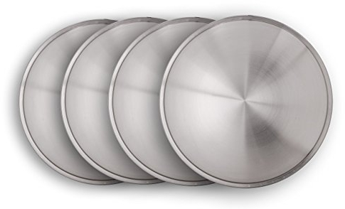 Universell passendes Radzierblendenset (4 Stück) 15 Zoll - Moon Caps für PKW, Oldtimer, Youngtimer (aus Edelstahl)~