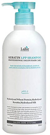 LA'DOR Keratin LPP Haarshampoo, 530 ml, pH-reduziert, reinigt, weich, nährt Feuchtigkeit, spendet trockenem Haar, beschädigtes Haar, gibt ihm ihre Vitalität, Protein, Weizen, Protein Seide
