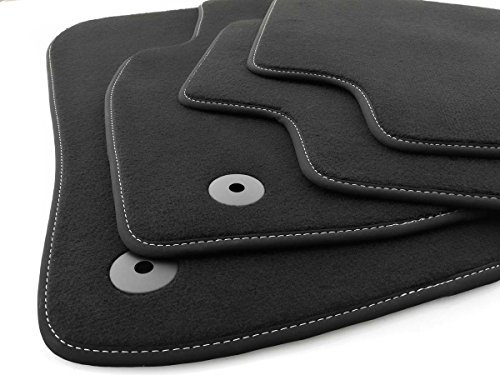 Fußmatten passgenau für Astra H Velours Premium Automatten 4-teilig Ziernaht Weiß Matten in Original Qualität