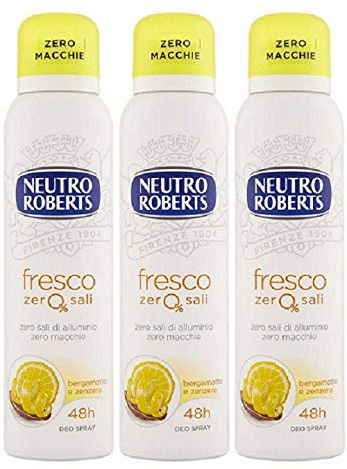 3x NEUTRO ROBERTS yellow fresh Deo deodorant Spray Bergamotto Und Ginger 125 ml