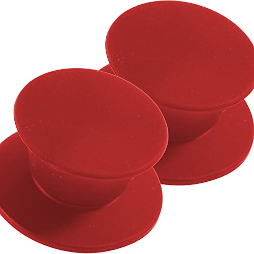 Kerafactum Ersatzgriff für Glasdeckel 2X robuster Pfannengriff Deckelknopf Austausch Topf Griff Knauf Topfdeckel Universalgriff silikoniert rot red Topfdeckelgriff Deckelgriff Ersatz Pfannen Deckel