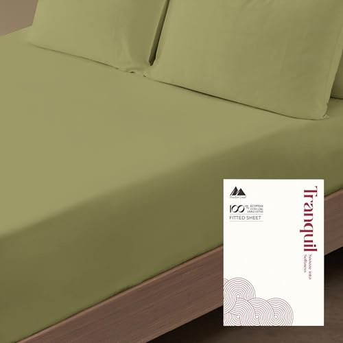 Mayfair Linen Luxuriöses Spannbettlaken aus 100% ägyptischer Baumwolle, Fadenzahl 800, Hotelqualität, Satin-Gewebe, für Matratzen bis 45,7 cm, King-Size, Salbeigrün