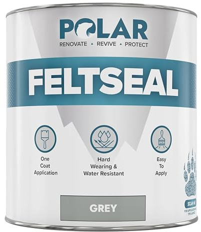 Polar Felt Seal Waterproof Roof Sealant, 500ml, Grey | One-Coat Liquid Rubber Waterproof Sealant, Shed and Garage Felt Roofs, Leak and Crack Repair, No Primer Needed