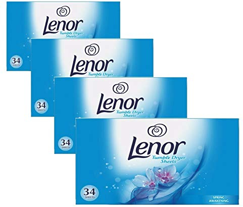 Lenor Tumble Dryer Sheets Spring Awakening 34 Sheets (Pack of 4)