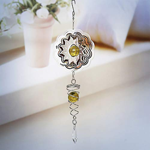 Abcsea 1 Stück Windspiele für Draußen Edelstahl, Windspiele im Freien, Windspiele für en Garten, Windspiele für Draußen Metall, Gartenverzierung(Keinen Ton) - Sonne