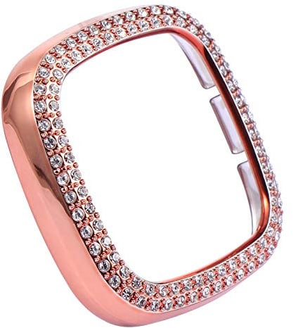 Hemobllo Strass Uhrendeckel Kristall Funkelnd Bling Uhrengehäuse Smart Watch Schutz Stoßstange Kompatibel für Fitbit Versa3 / Sense