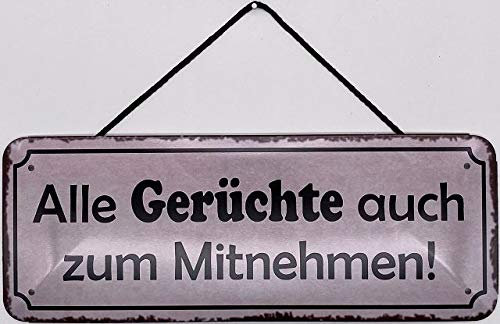 Blechschild mit Kordel 27 x 10 cm Wand/Tür Schild: Alle Gerüchte auch zum Mitnehmen - Blechemma