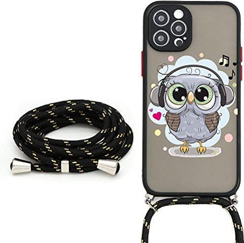 Yoedge Handykette Hülle für iPhone 8 / iPhone 7 / iPhone SE 2022 / SE 2020 4,7 Zoll, Durchscheinend Matte PC Back mit weichen Silikon TPU-Kanten Muster Anti-Fingerabdruck Necklace für iPhone 7, Eule