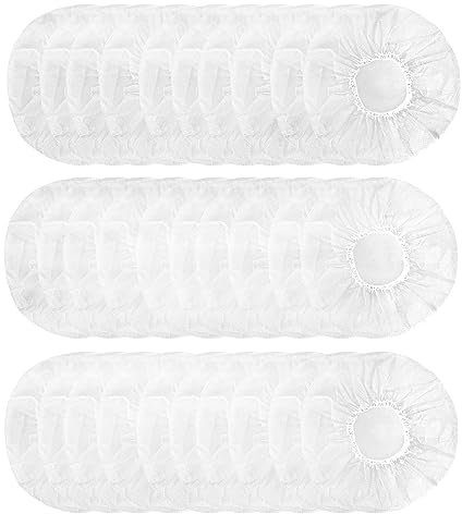 Copri Cuffie Monouso, QeeFop 100 Pezzi Sanitario e Monouso Fodere Elastiche per Cuffie Cover Protettiva, Adatti per Cuffie Intrauricolari/Auricolari da 8,5 a 11 cm (Bianca)