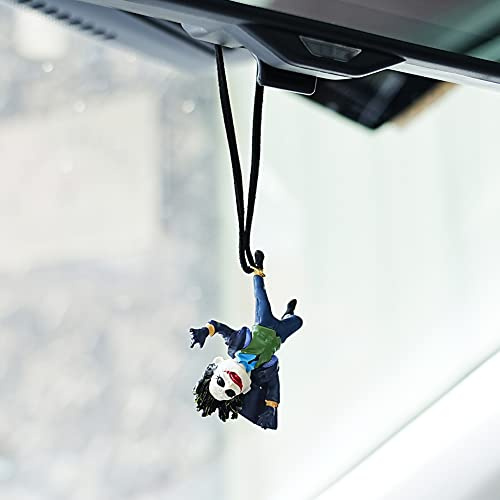 AMIORO Cute Clown Car Hanging Ornament, Kawaii Anime Swing Rearview Mirror Charm Pendant, Resin Car Interior Decoration Accessories, Funny Birthday Gift for Women Girls Friends Daughter