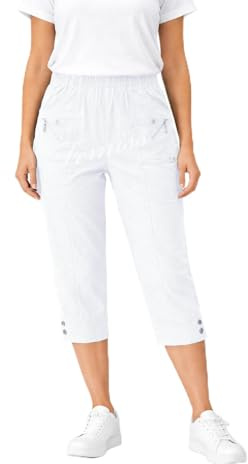 femiss Pantacourt 3/4 pour femme avec élastique - Pantalon court 3/4 doux d'été - Grande taille, blanc, 52