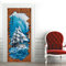 A.Monamour Sticker Porte Autocollant Poster De Porte 3D Voilier sur Scène De Mer Bleue À Travers Un Trou De Mur De Briques Rouges Vinyle Affiche De Porte Sticker Mural Papier Peint 85 x 215 cm