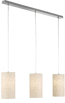 LED Pendelleuchte 3 flammig dimmbar mit Lampenschirmen Leinenstoff Zylinder Beige