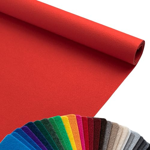 Primaflor Rips Messeteppich Dublin | 100x1200 cm | Rot | Meterware | Gerippte Polypropylen-Meterware für Messe, Event und Hochzeit; Bfl-s1, 3 mm hoch, zuschneidbar
