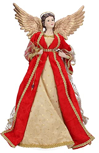 Gisela Graham Engel, Kunstharz und Stoff, 42 cm, Rot / goldfarben