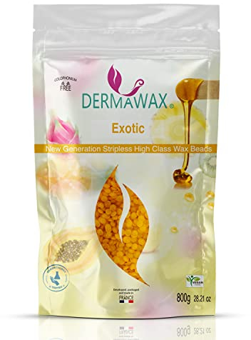 Dermawax 800g Exotic Vegan- Hypoallergen Waxing Perlen zur Haarentfernung Brazilian Waxing Intim Bikinizone Achseln Rücken Enthaarung ohne Vliesstreifen (0,8 kg, Exotic)